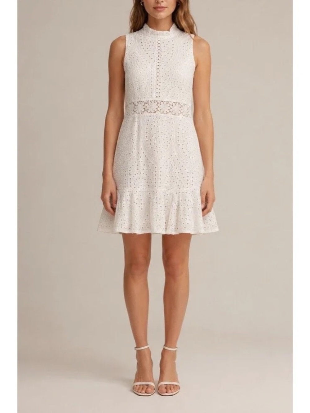Altar'd State White Eyelet Lace Halter Mini Dress